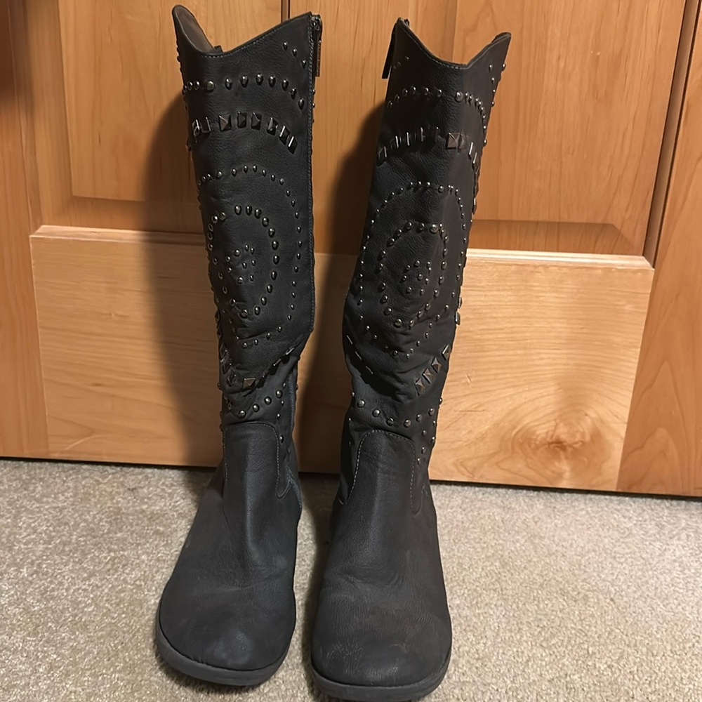Bedazzled knee high boots